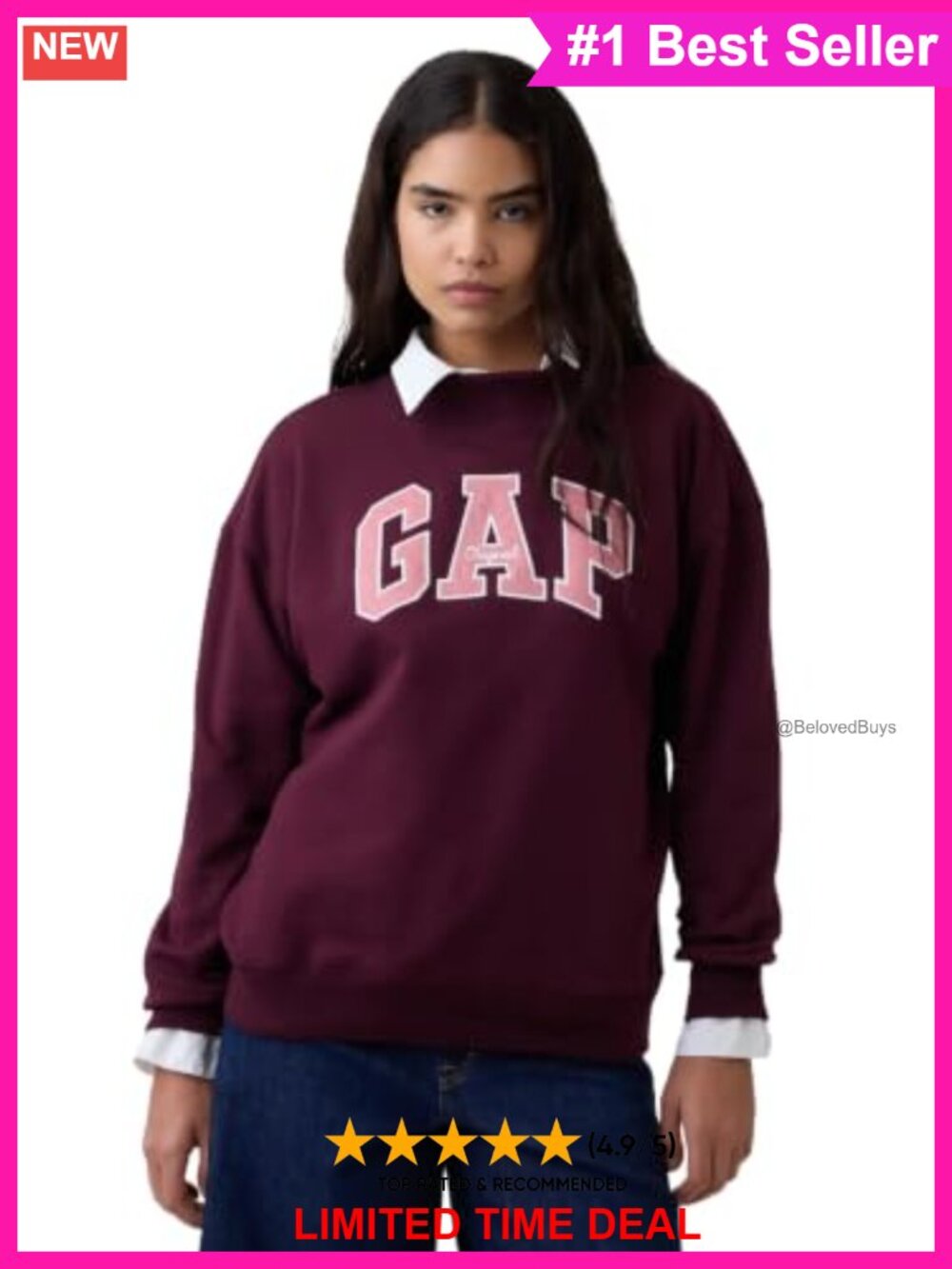 GAP Logo Mockneck Fleece Tunic Pullover Sweater Women's Relaxed Fit